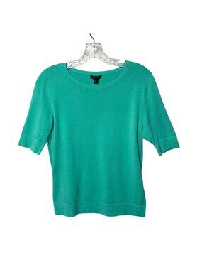 New Lafayette 148 New York Petite Turquoise Knit Top Short Sleeves Womens Medium